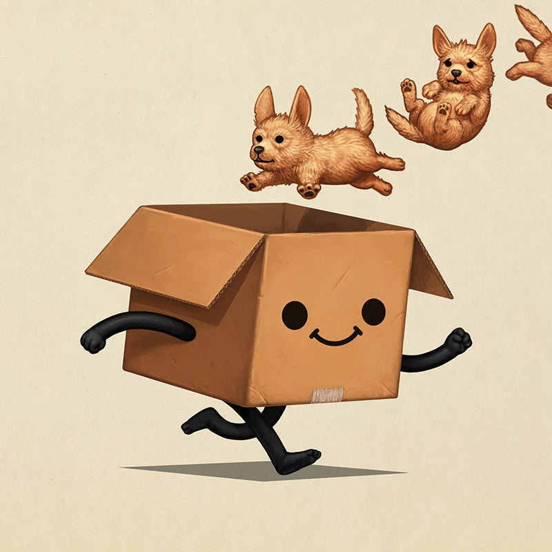 Mike Mitchell (AKA Sir Mitchell)
Boxo III (Raining Pups), 2025
Archival Print on Cotton Rag Paper
8 x 8 in
Edition of 250

Hand Signed + Numbered by the artist. Published by Static Medium.