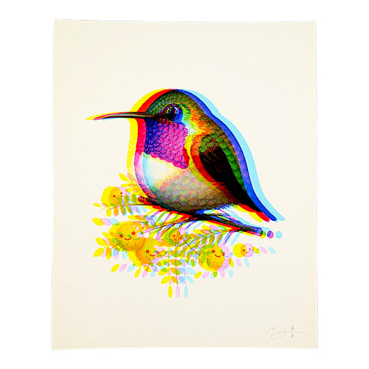 Mike Mitchell Lucifer Hummingbird (Printing Error) , 2023 Archival Print on Cotton Rag Paper 8 x 10 in AP Hand signed + numbered by the artist