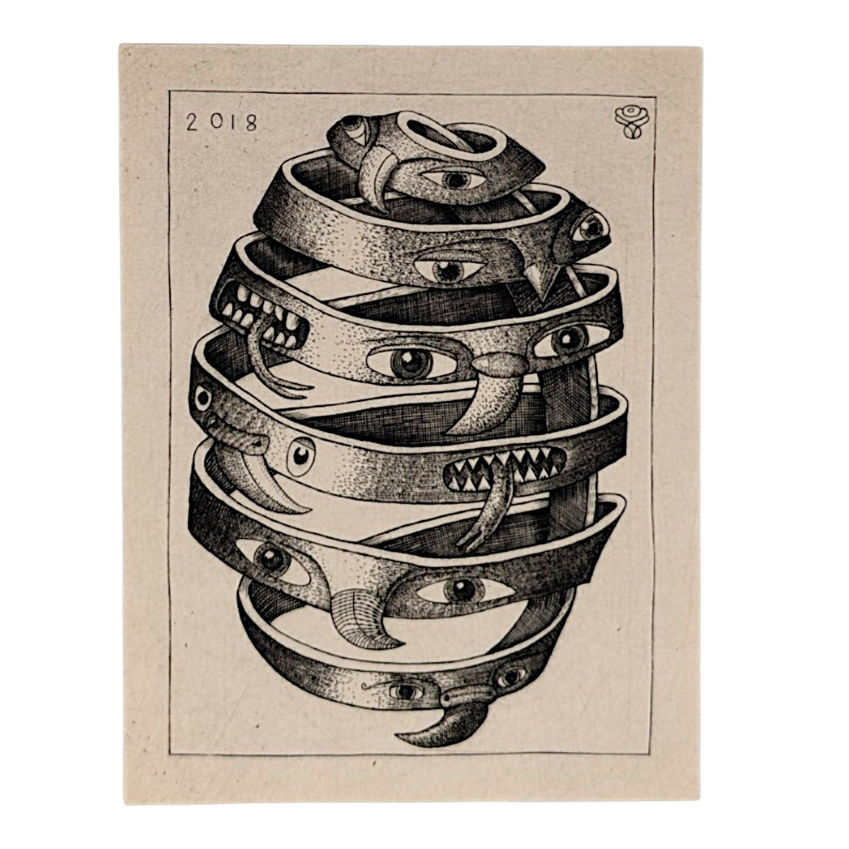 Phelgm Untitled, 2026 Copper engraving 2.5 x 3.25 in Red Stamp - Full Run = Until Wear (200-500) Hand signed + stamped by the artist on verso