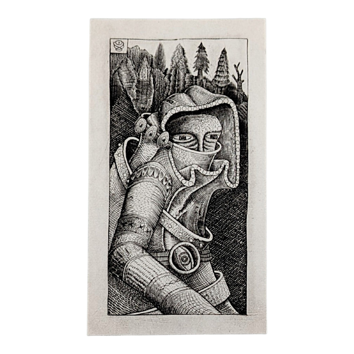 Phelgm Untitled (Study for The Rider), 2026 Copper engraving 3.25 x 1.75 in Blue Stamp - Small Run (Edition of 150) Hand signed + stamped by the artist on verso