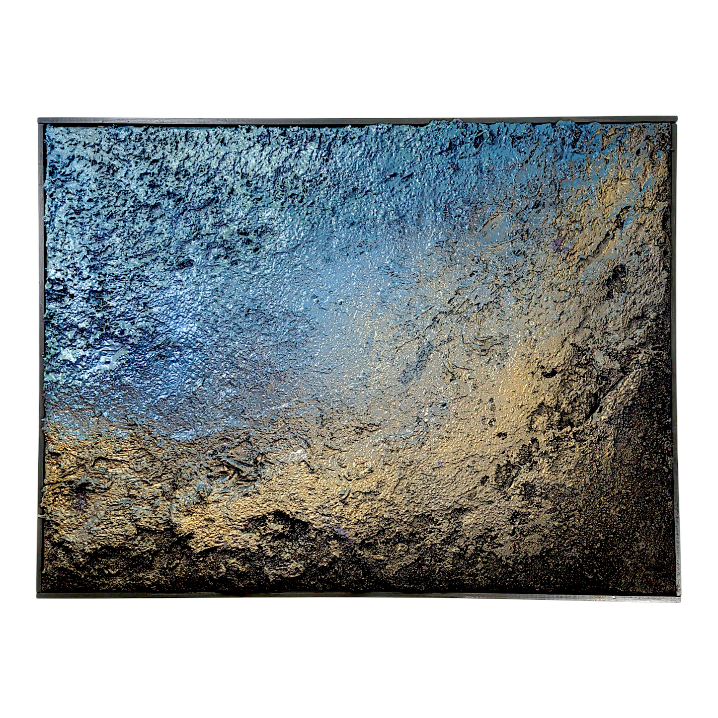 Rick Medina 
Elowah, 2022  
Mixed media on canvas
18 x 24 in

Hand signed + dated by the artist on verso. From Rick Medina's Celestial Core Samples series

Custom frame:

18.5 x 24.5 x 1.75 in
Custom framed by the artist
*These paintings are constructed without a specific orientation or directionality - the work moves like a compass, and can be displayed in any orientation. For additional viewpoints, please visit "Elowah" here