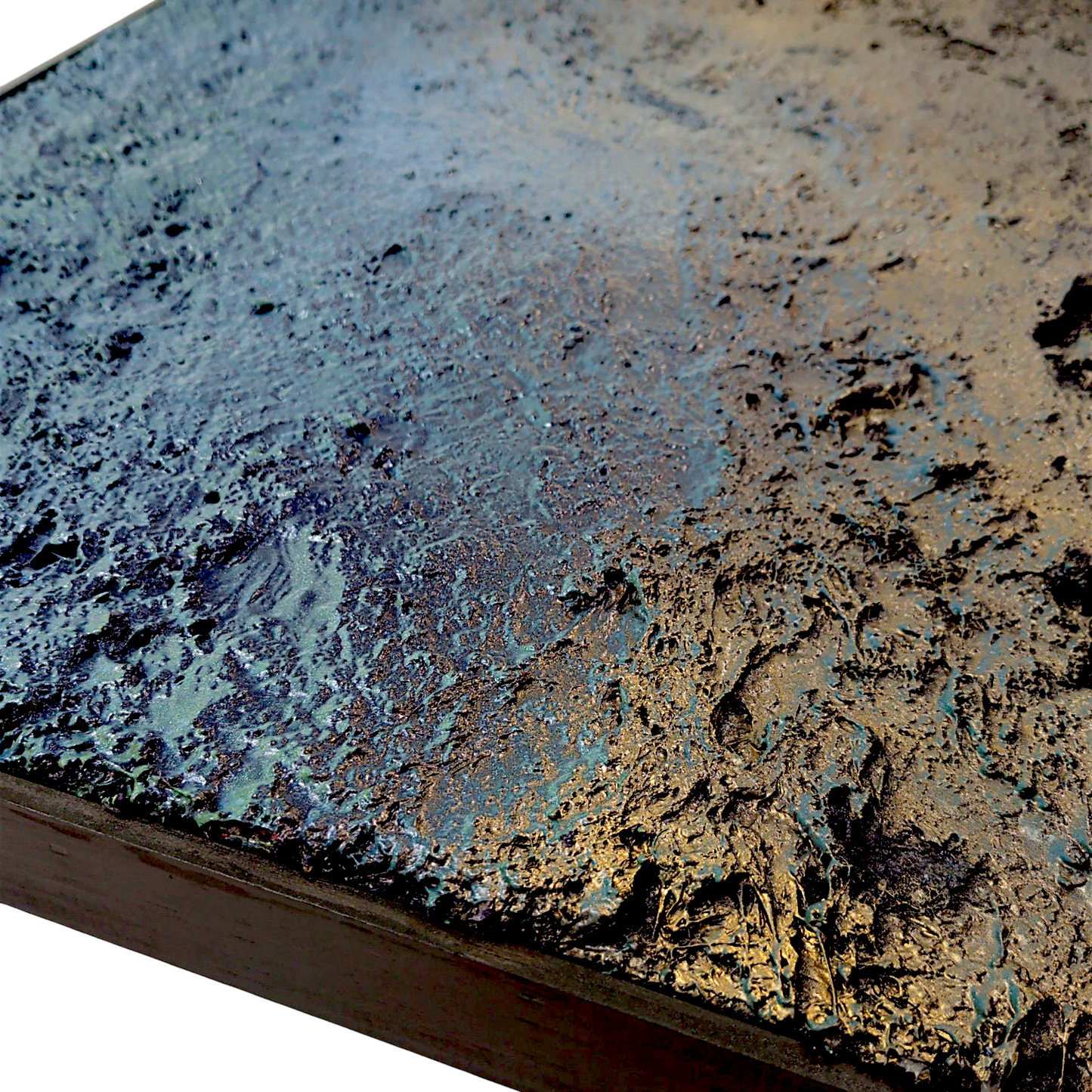 Rick Medina 
Elowah, 2022  
Mixed media on canvas
18 x 24 in

Hand signed + dated by the artist on verso. From Rick Medina's Celestial Core Samples series

Custom frame:

18.5 x 24.5 x 1.75 in
Custom framed by the artist
*These paintings are constructed without a specific orientation or directionality - the work moves like a compass, and can be displayed in any orientation. For additional viewpoints, please visit "Elowah" here