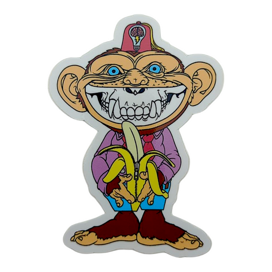 Ron English Monkey Shriner Grin Sticker

2.75 x 3.75" die cut vinyl sticker
Weatherproof