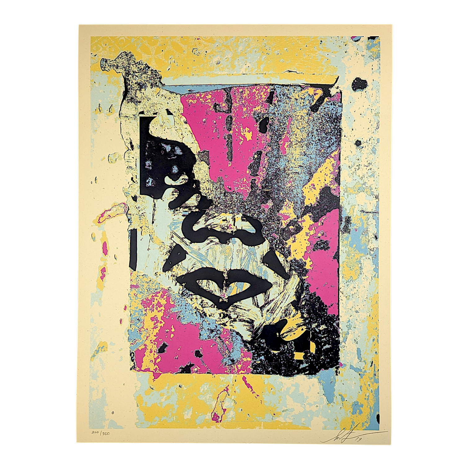 Shepard Fairey
Enhanced Disintegration (Pink), 2019
Screenprint on cream speckle tone paper
18 x 24
Edition of 350

Hand signed + numbered by the artist