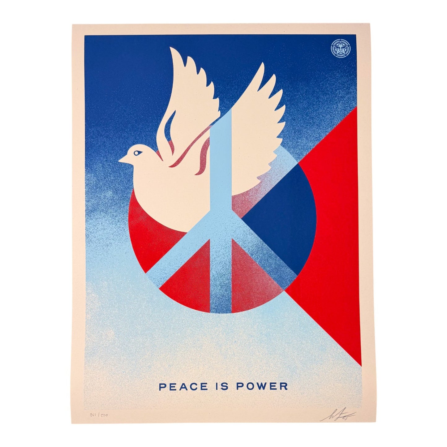 Shepard Fairey "Peace is Power" (Cream Dove) Print