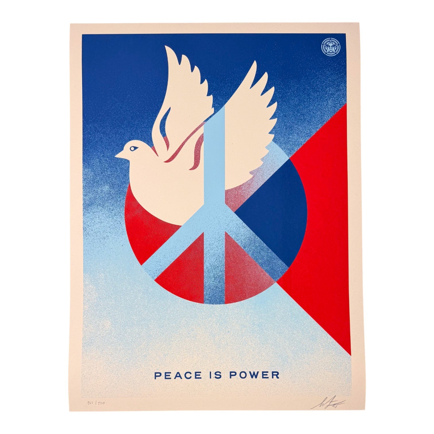 Shepard Fairey "Peace is Power" (Cream Dove) Print