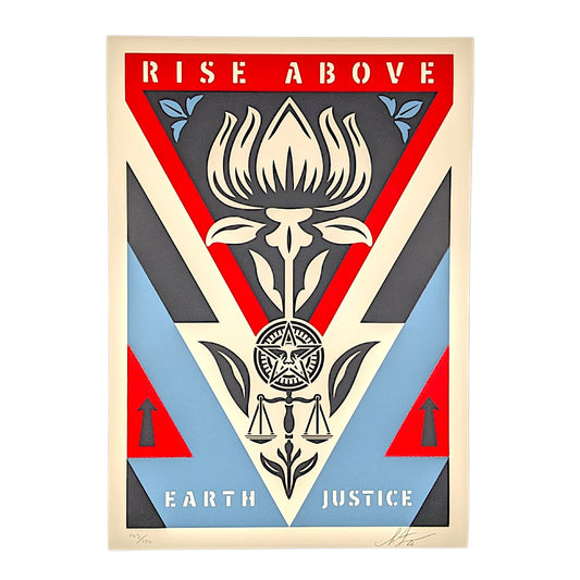 Shepard Fairey
Rise Above Earth Justice (Blue), 2026
Three-color screenprint on Somerset Velvet Buff
16.7 × 24.5 inches
Edition of 150

Hand signed + numbered by the artist