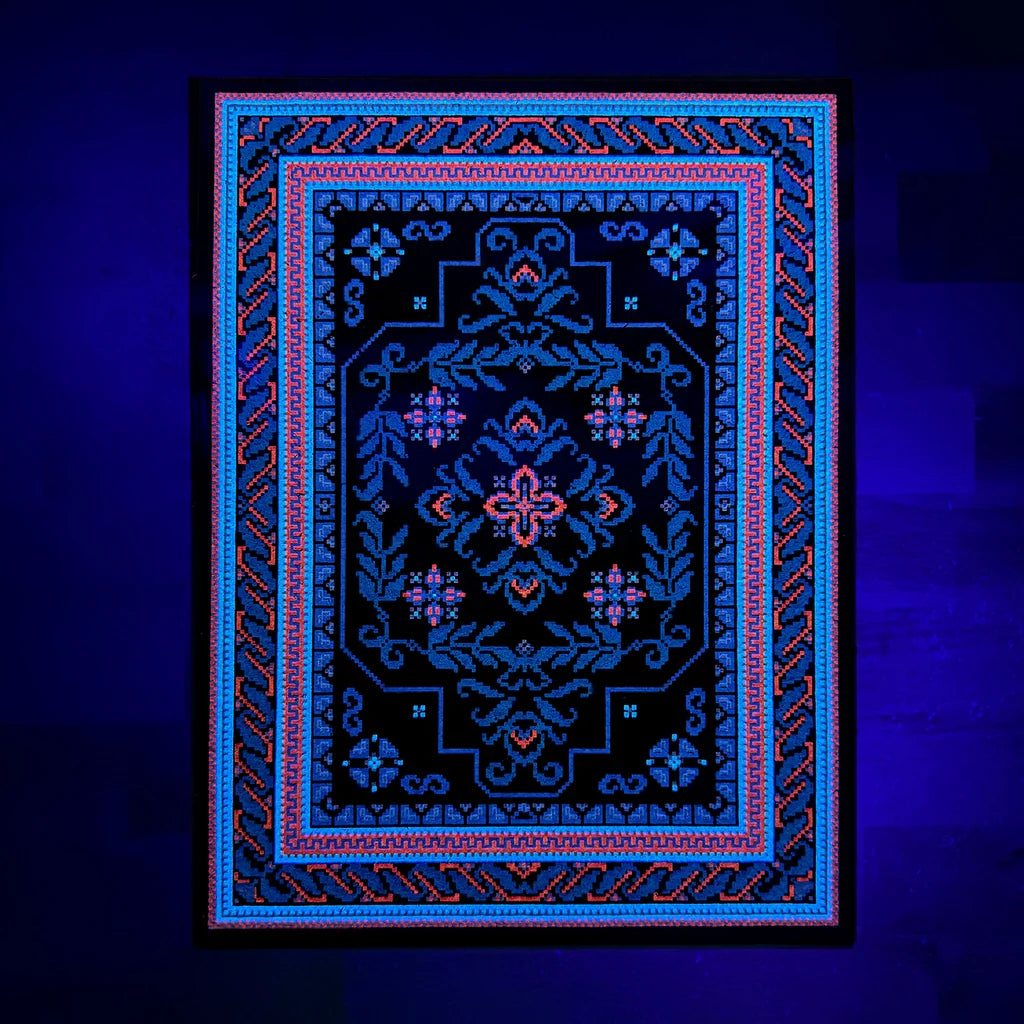 Shipwrecked Bitrug, 2026 UV & Glow Screen Print on Moodmat 8.25 x 11 in Edition of 111