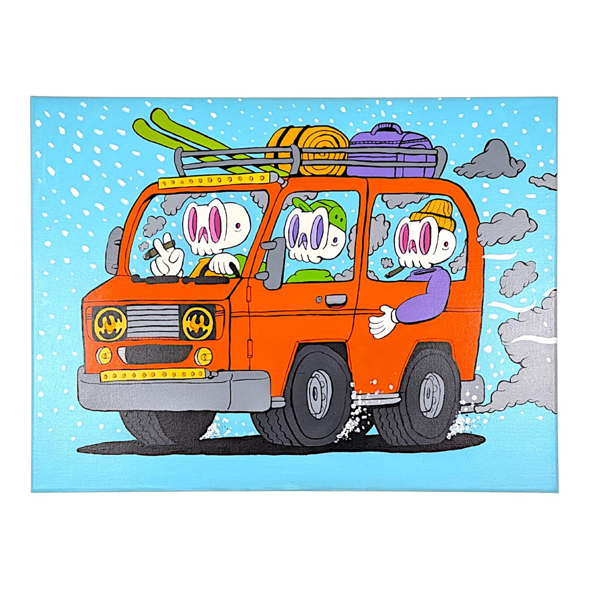 Skully Vibes
Adventure Van, 2025
Acrylic on canvas
18 x 24 in

Hand signed, dated + doodled by the artist on verso