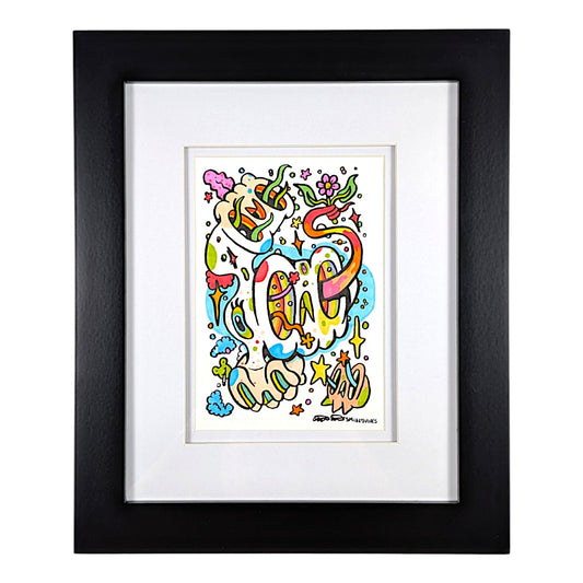 Skully Vibes All Together Now, 2026 Ink and Copic Marker on Bristol 5 x 7 in | 10 x 12 in framed Hand signed by the artist
