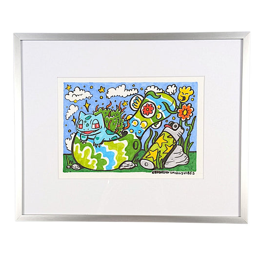Skully Vibes Bowlbasaur, 2026 Ink and Copic Marker on Bristol 7 x 5 in loose | 10.5 x 8.5 in framed Hand signed by the artist