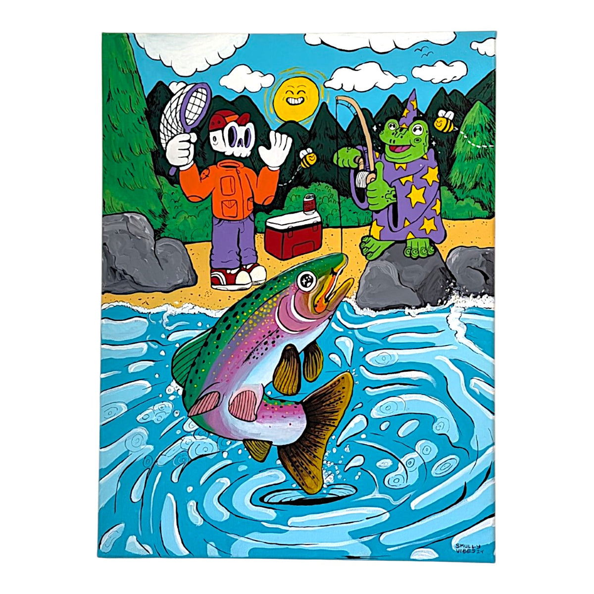 Skully Vibes
Down by the River, 2025
Acrylic on canvas
24 x 18 in

Hand signed + dated by the artist