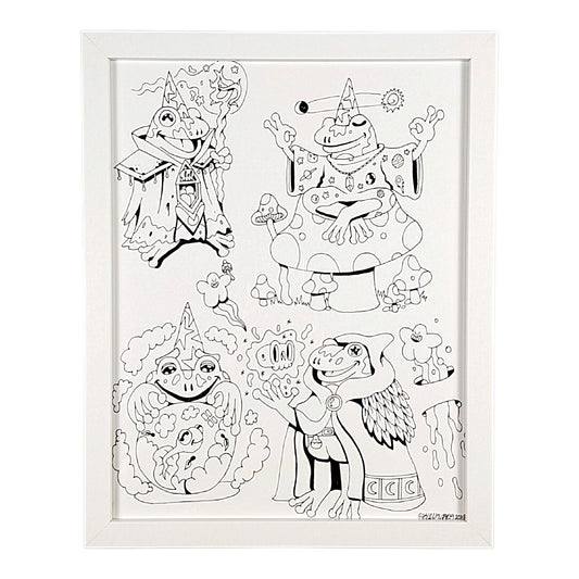 Skully Vibes Froggy Wizards, 2025 Ink on Bristol 11 x 14 in loose | 12 x 15 in framed Hand signed + dated by the artist