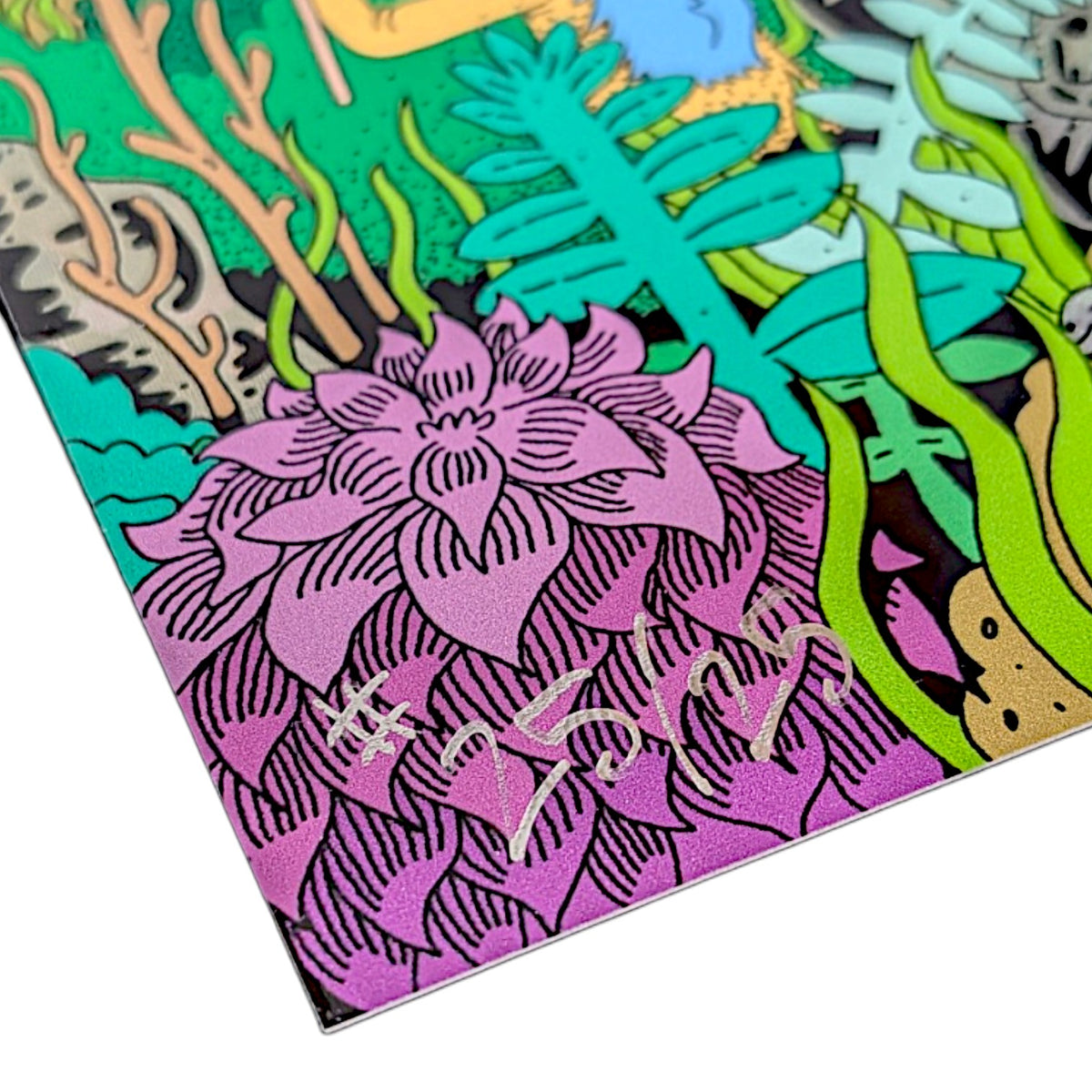 Skully Vibes
Lost in the Woods, 2026
Holo-giclée with embossed gloss
8 x 10 in
Edition of 25

Hand signed + numbered by the artist
