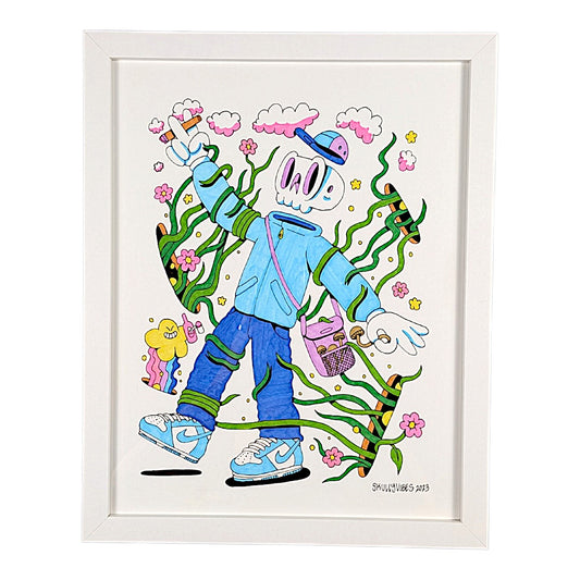 Skully VibesInk and Copic Marker on Bristol 11 x 14 in loose | 12 x 15 in framed Hand signed + dated by the artist
