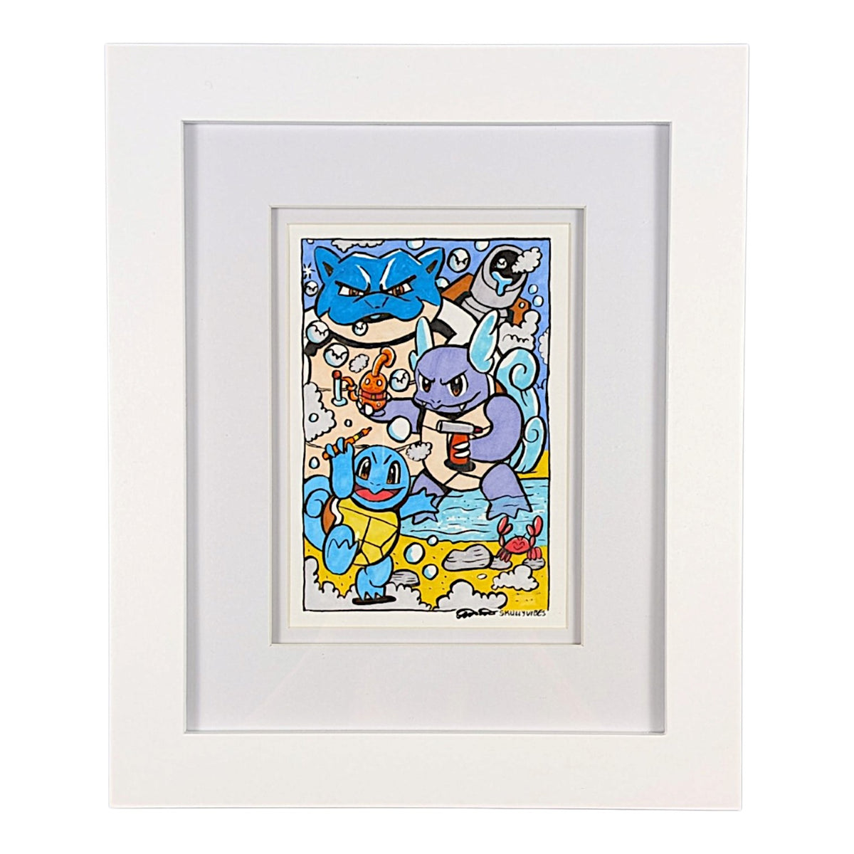 Skully Vibes Squirtle Evo, 2026 Ink and Copic Marker on Bristol 5 x 7 in loose | 10 x 12 in framed Hand signed by the artist
