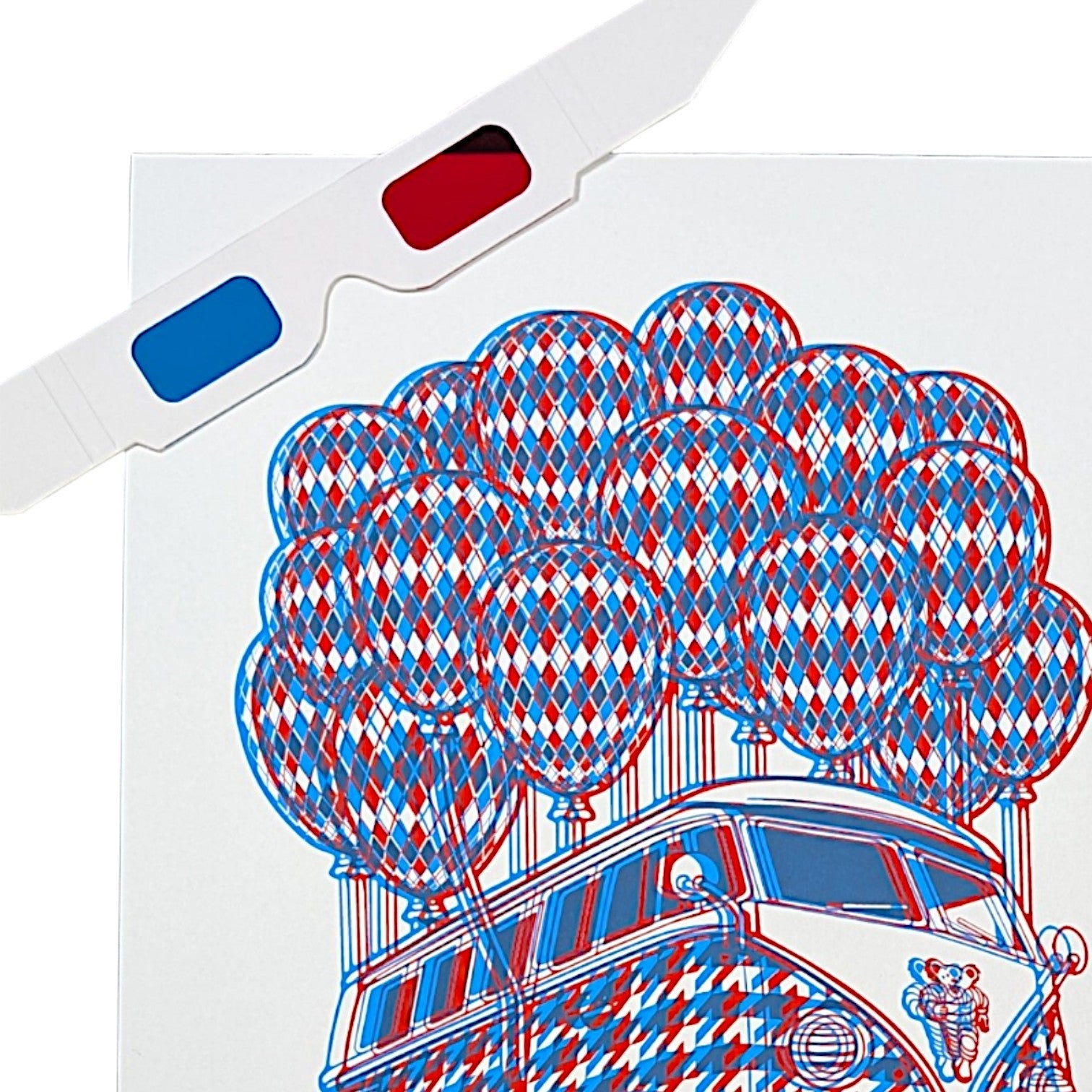 Slinger x Pyroscopic 3D Slinger Bus, 2026 Screenprint on 300 gsm archival paper 11 x 14 in Edition of 35 Hand signed, numbered + dated by the artists