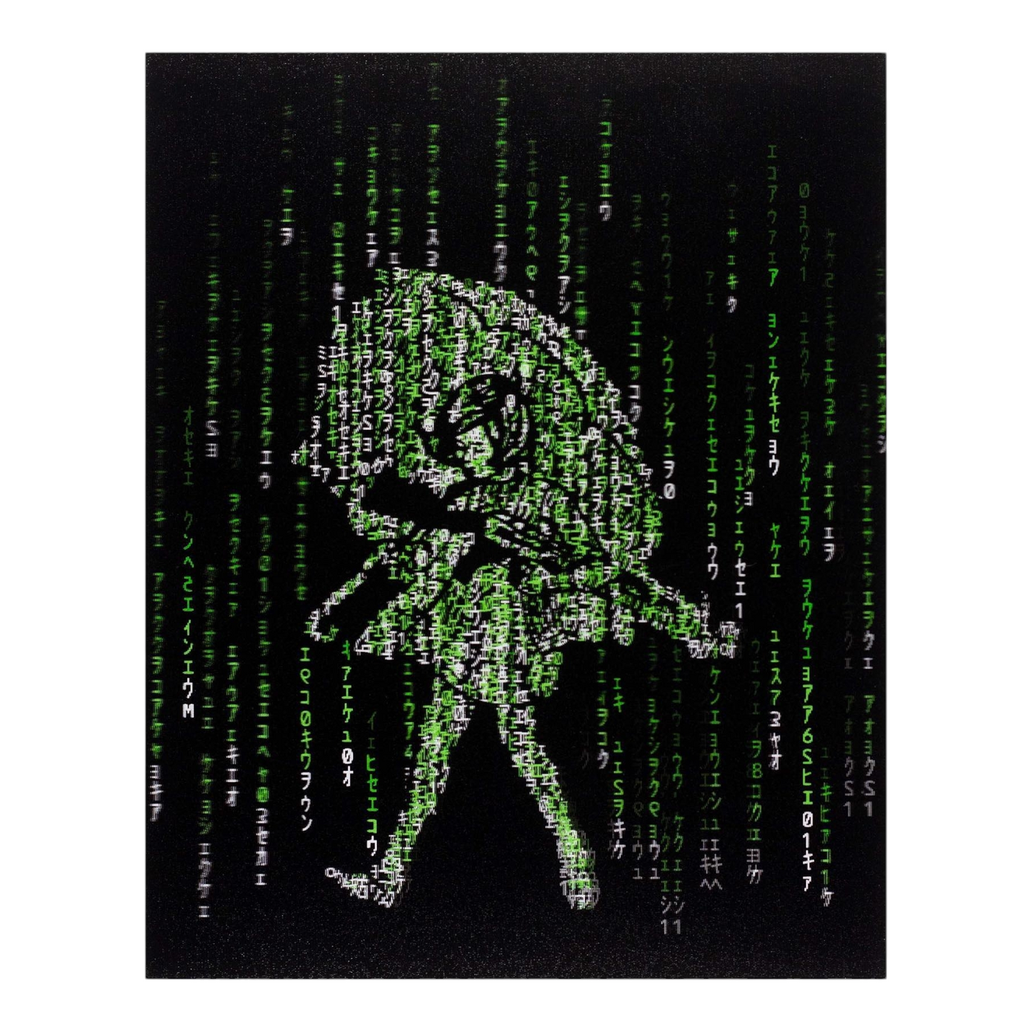 Slinger x Pyroscopic Matrix Assault Girl (Green), 2021 Lenticular Print 8 x 10 in Edition of 150  Hand Signed + Dated by the artists on verso