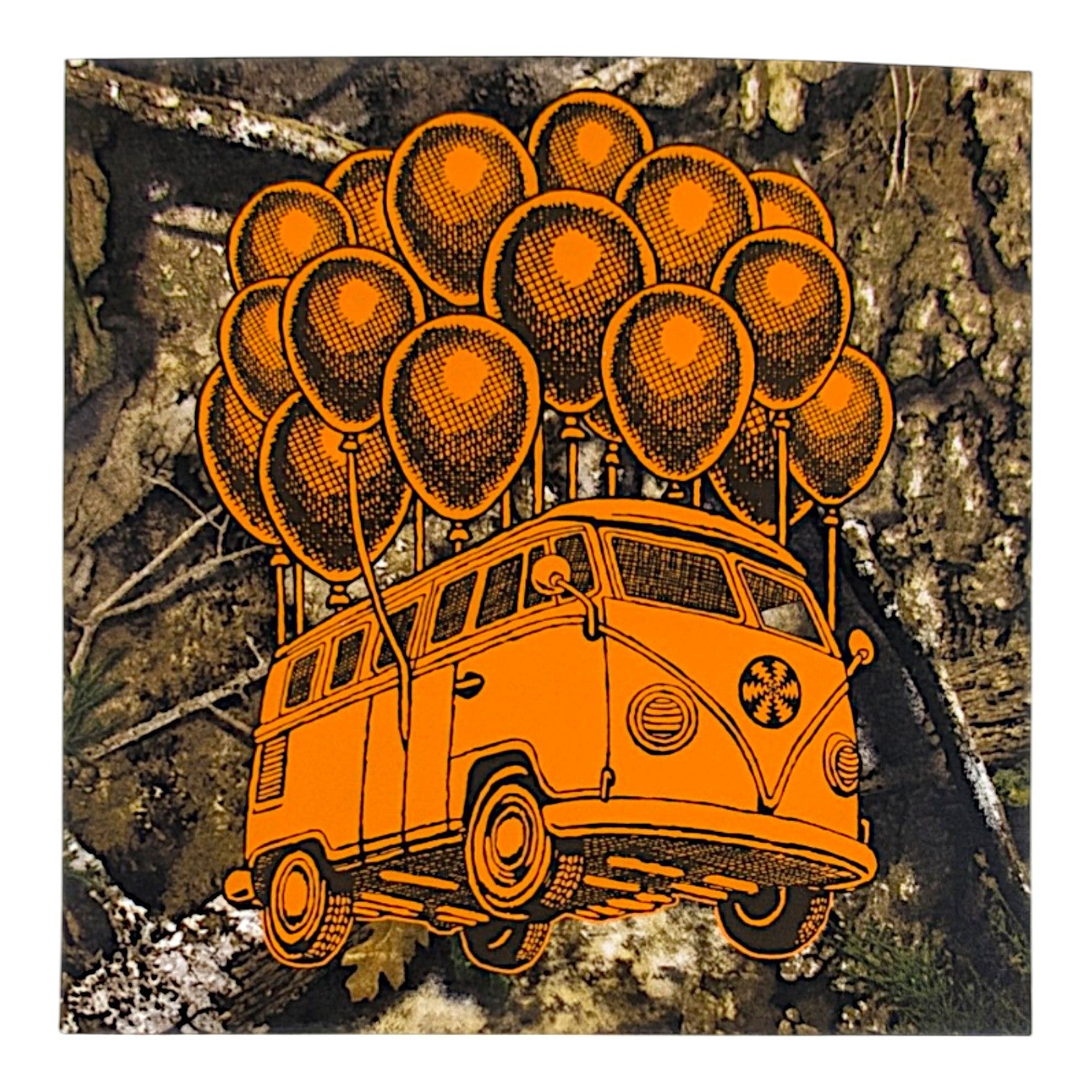 Slinger x Pyroscopic (The Parking Lot Collective) Real Tree Bus Vinyl sticker 4 x 4 in