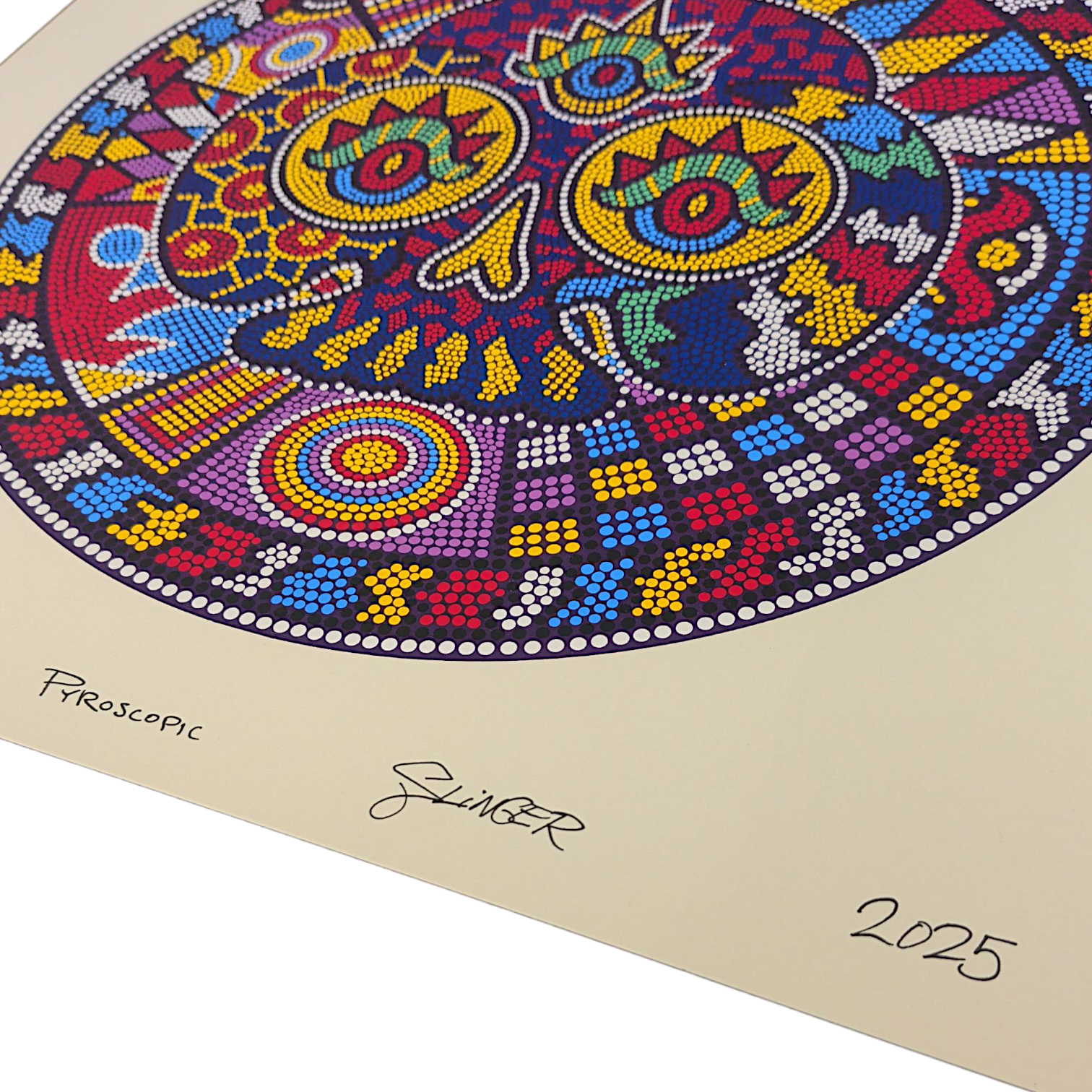 Takao x Slinger x Pyroscopic (The Parking Lot Collective)
Takao Skull, 2025
Screen Print on #11 Antique Ivory Archival Paper
16 x 16 in
Edition of 50

Hand signed + numbered by the artists. Inspired by the glass art of Takao Miyake. Designed by Pyroscopic and Slinger (The Parking Lot Collective).