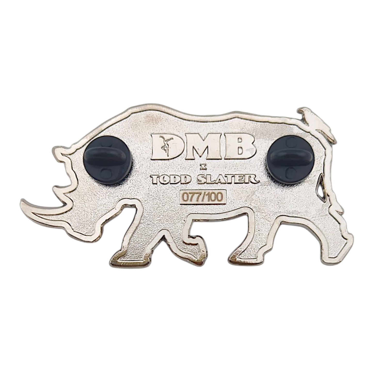 Todd Slater
Pregnant Rhino, 2023
Soft enamel pin with glitter fills and various metals
Approx. 3 x 1.5 in
Edition of 100