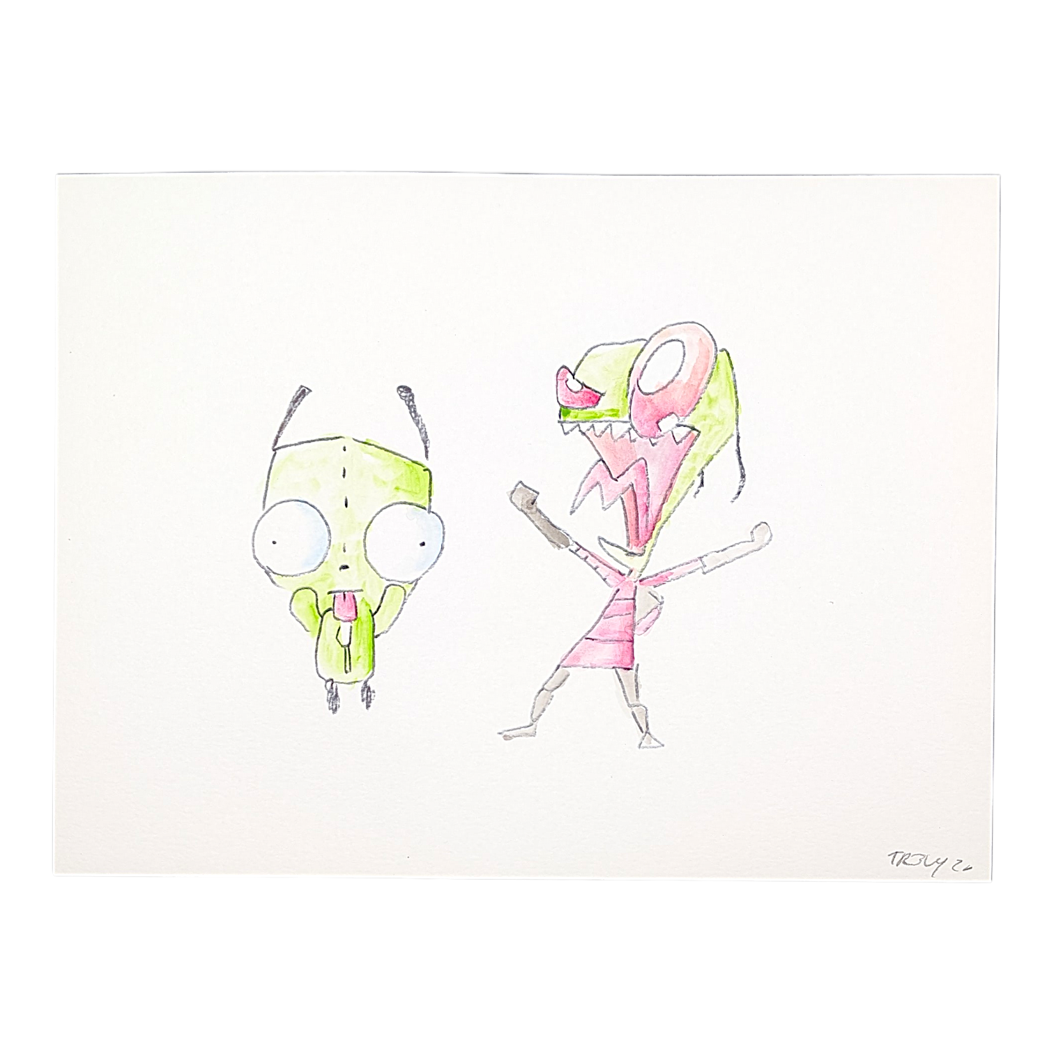 Trevy Metal Downloading, 2026 Watercolor on paper 9 x 12 in Hand signed + dated by the artist