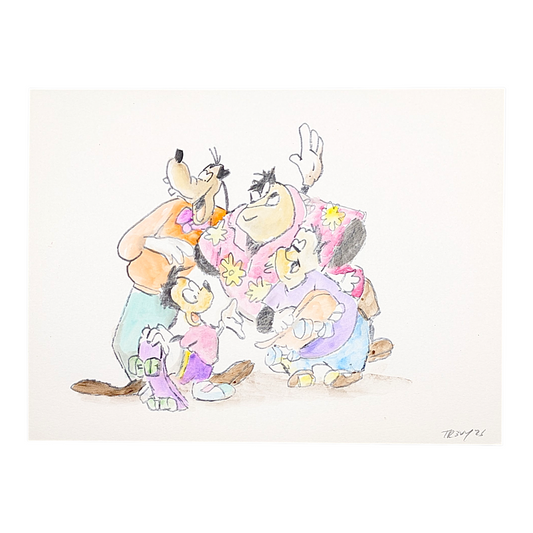 Trevy Metal Forever Goofy, 2026 Watercolor on paper 9 x 12 in Hand signed + dated by the artist