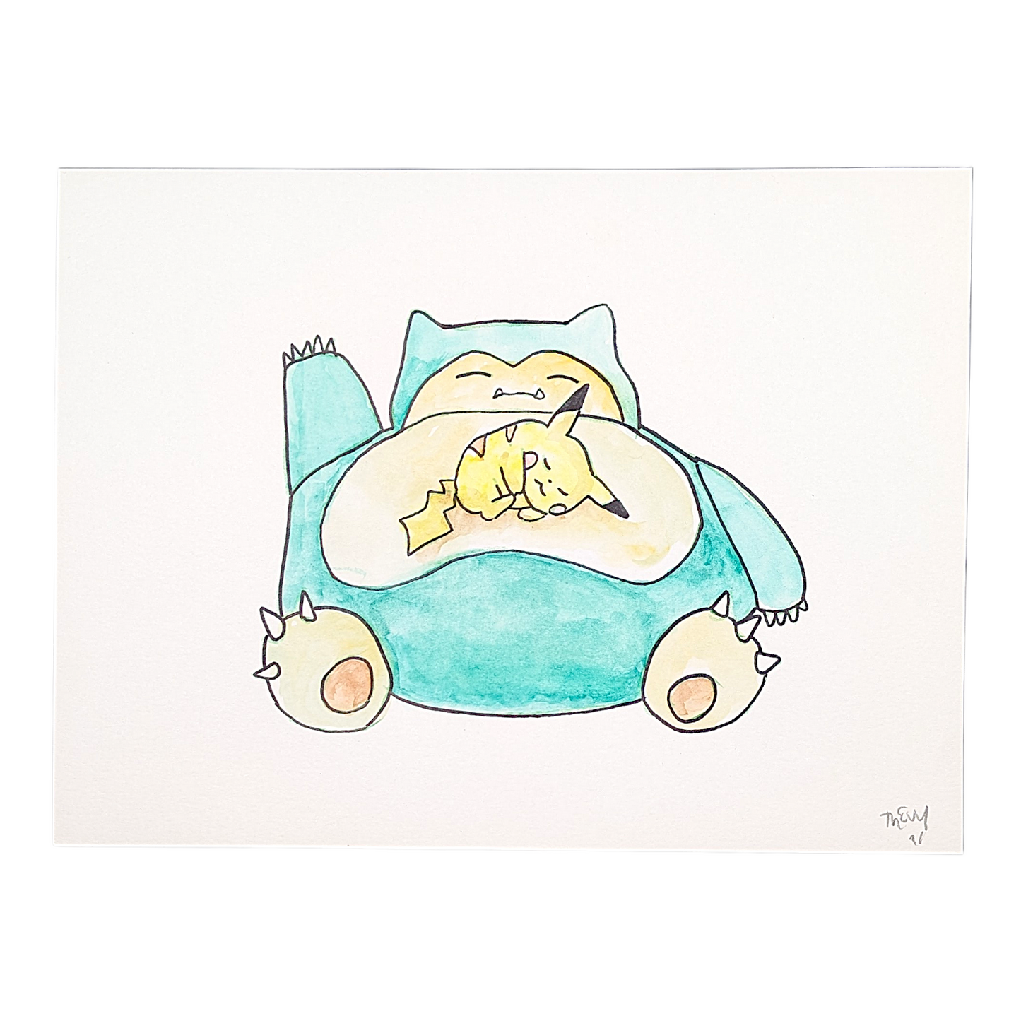 Trevy Metal Nap Time, 2026 Watercolor on paper 9 x 12 in Hand signed + dated by the artist
