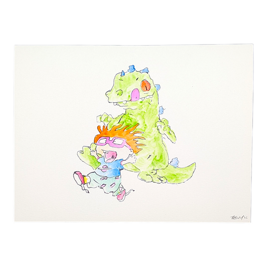 Trevy Metal Run Reptar Run, 2026 Watercolor on paper 9 x 12 in Hand signed + dated by the artist