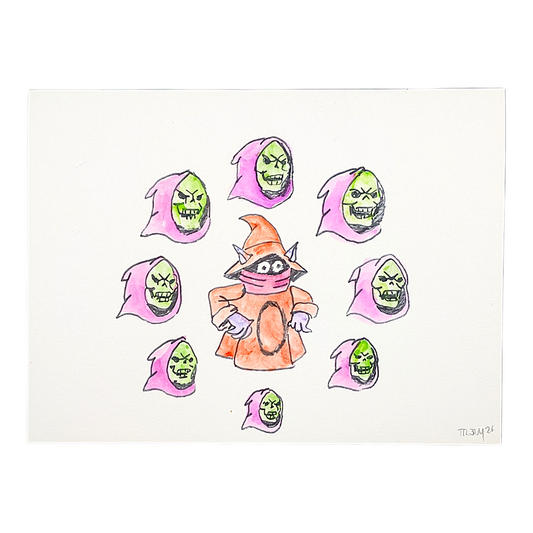 Trevy Metal Skeletor x More, 2026 Watercolor on paper 9 x 12 in Hand signed + dated by the artist
