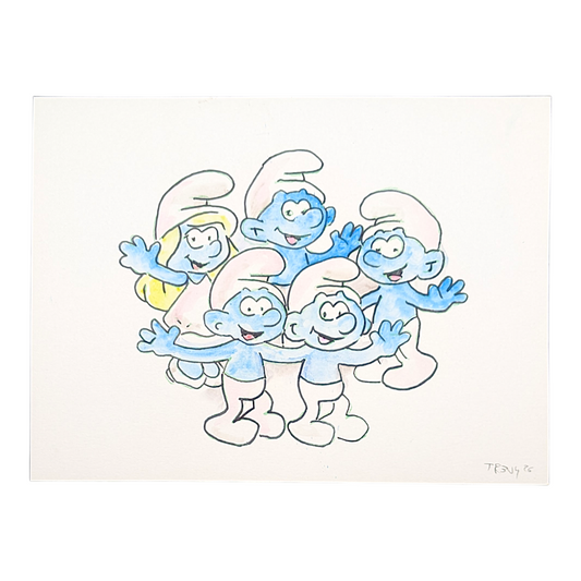 Trevy Metal Smurf or Nothing, 2026 Watercolor on paper 9 x 12 in Hand signed + dated by the artist