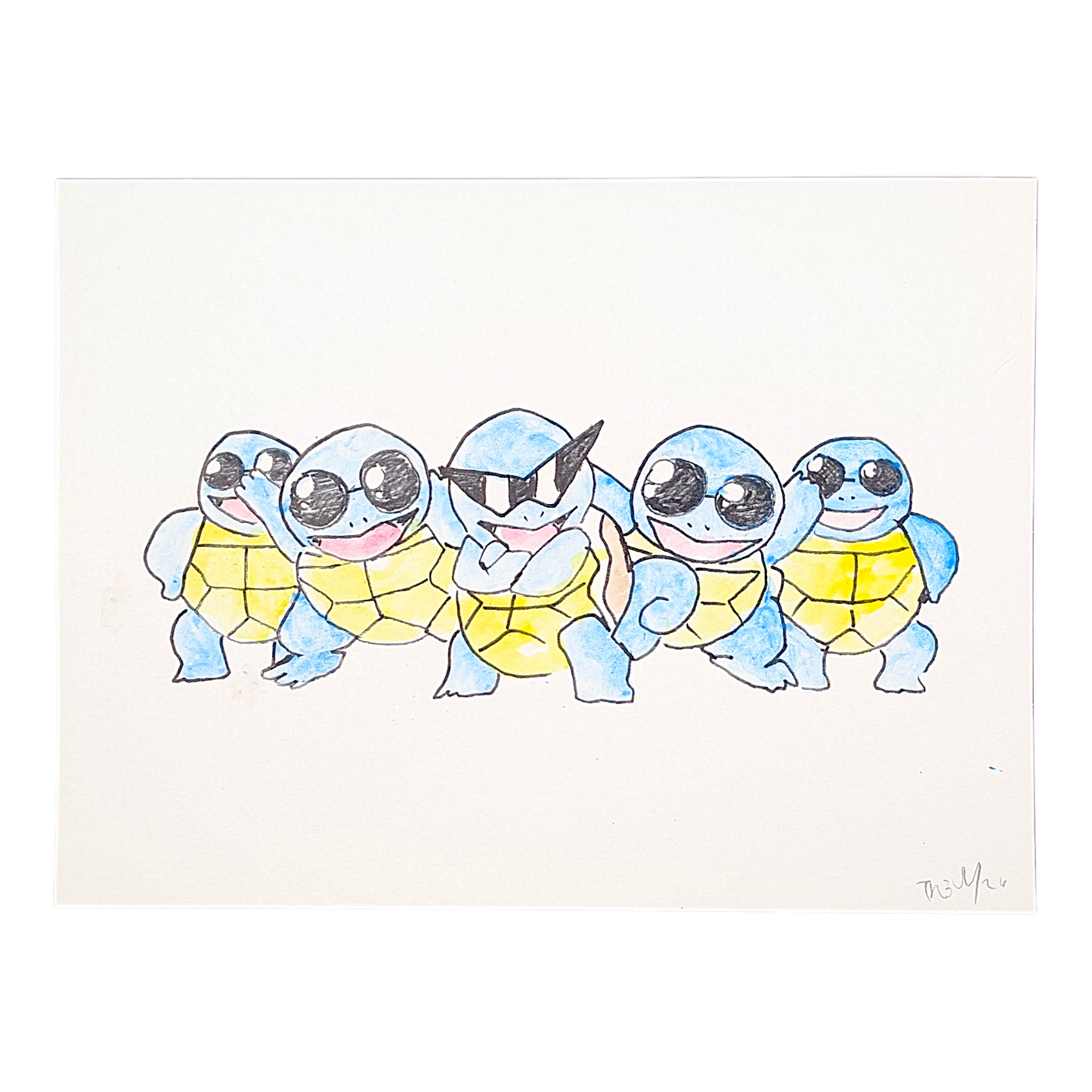 Trevy Metal Squirtle Squad, 2026 Watercolor on paper 9 x 12 inHand signed + dated by the artist