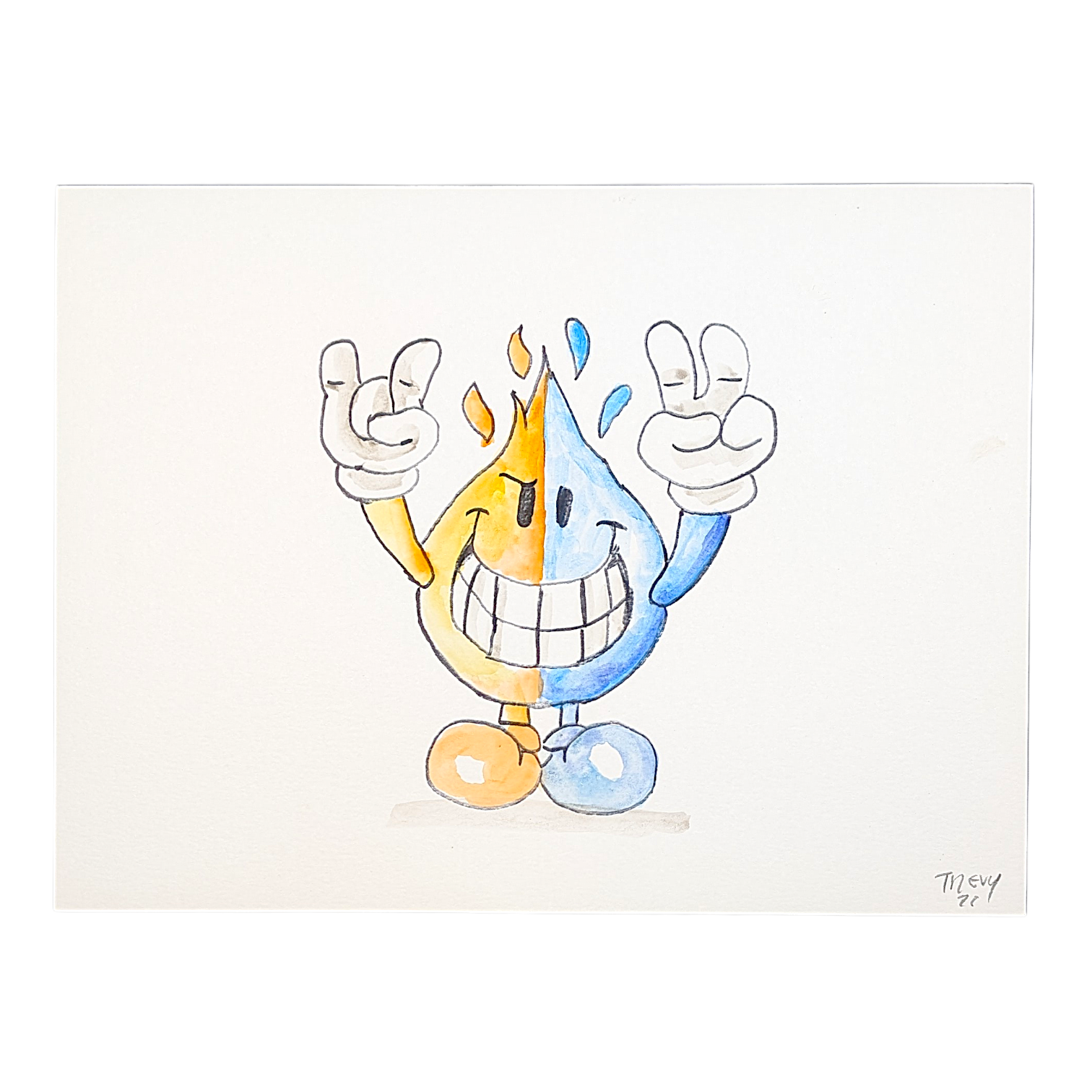 Trevy Metal Wild Child, 2026 Watercolor on paper 9 x 12 in Hand signed + dated by the artist