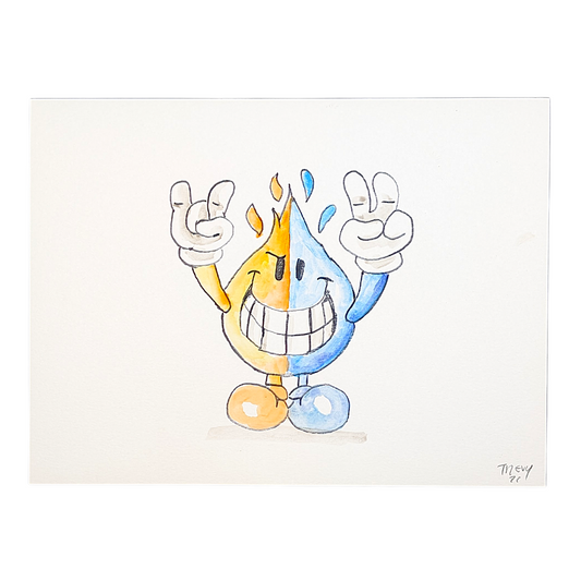 Trevy Metal Wild Child, 2026 Watercolor on paper 9 x 12 in Hand signed + dated by the artist