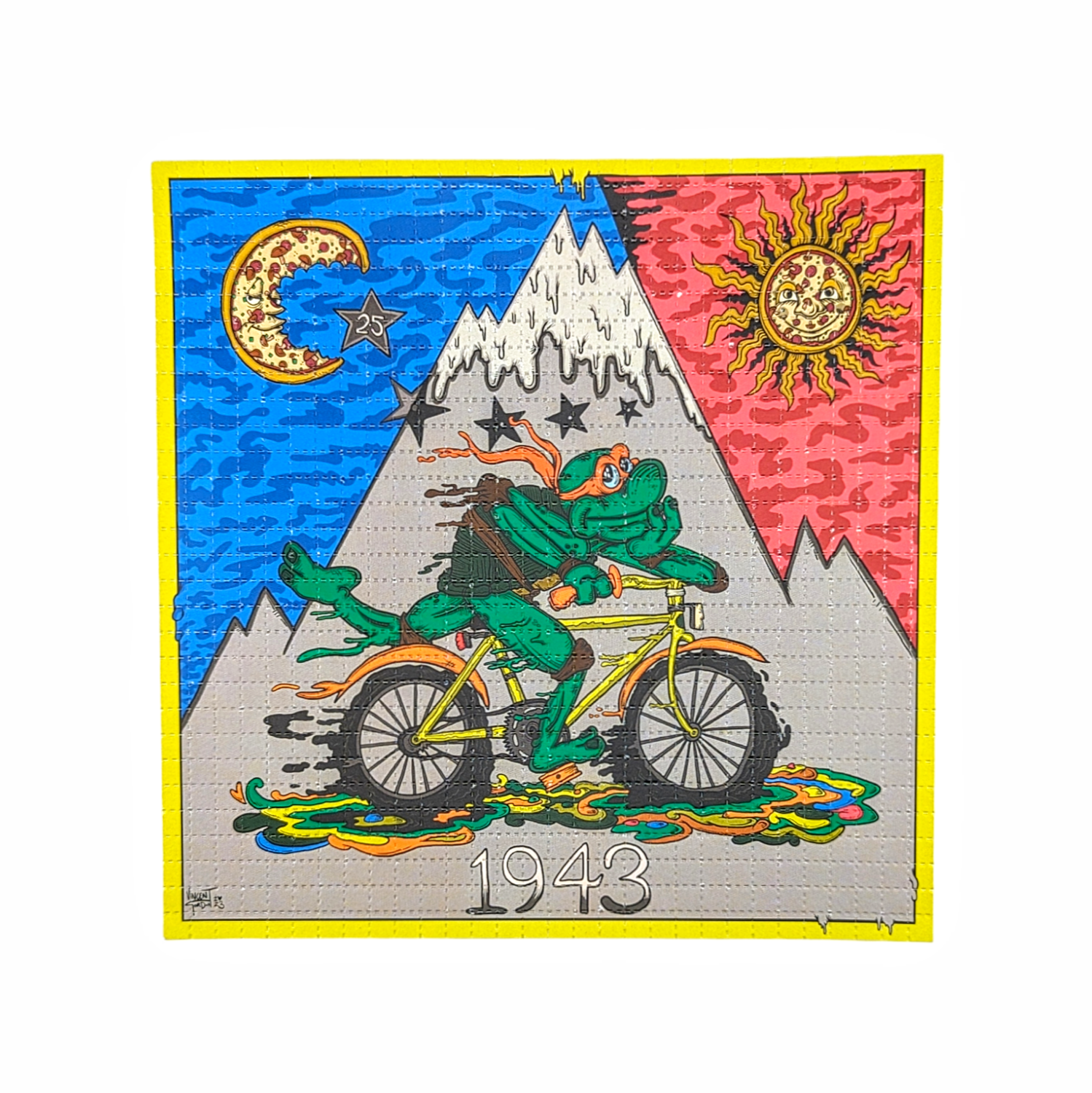 Vincent Gordon
Bike Day 2023 (TMNT Michelangelo), 2023
Archival Pigment Print on Perforated Blotter Paper
7.75 x 7.75 in
Edition of 200

Hand Signed by the artist. Perforated and published by Zane Kesey in Pleasant Hill, OR.