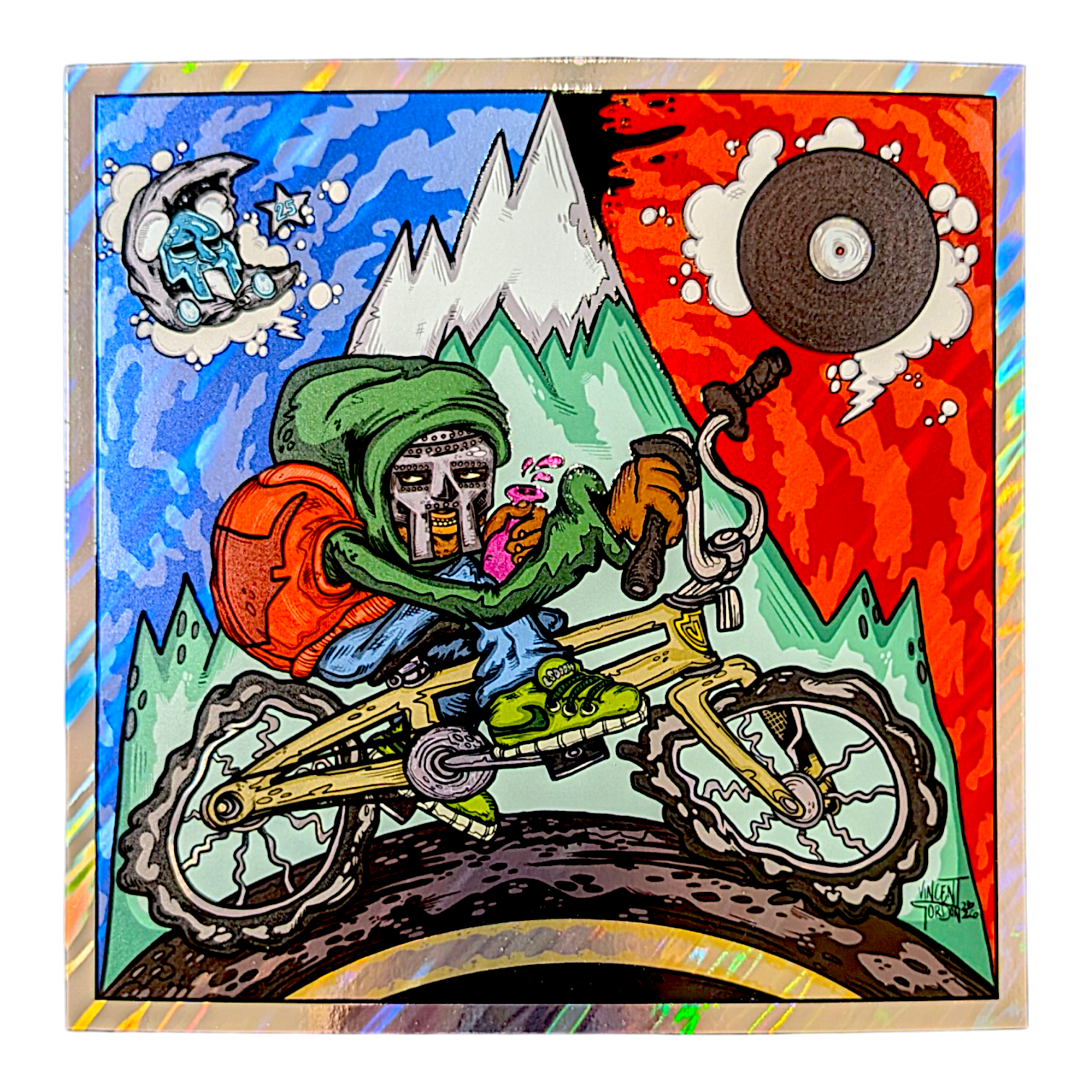 Vincent Gordon 
LSDOOM (Moon Lava Foil), 2026 
Holo-Giclée on moon lava foil paper 
7.5 x 7.5 in 
Edition of 40  

Accompanied by Certificate of Authenticity hand signed + numbered by the artist 