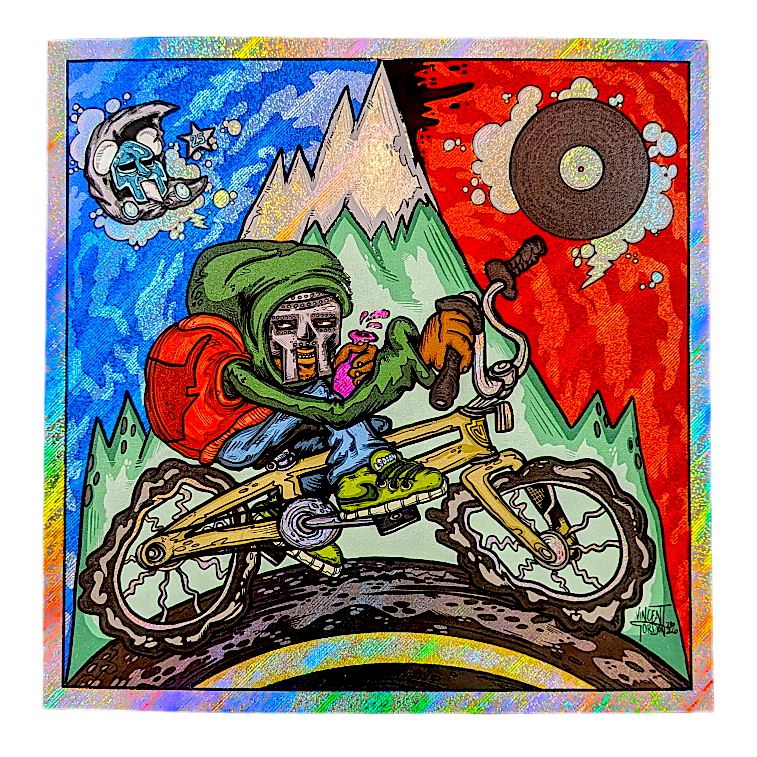 Vincent Gordon 
LSDOOM, 2026 
Holo-Giclée on rapture foil paper 
7.5 x 7.5 in 
Edition of 20 

Accompanied by Certificate of Authenticity hand signed + numbered by the artist 