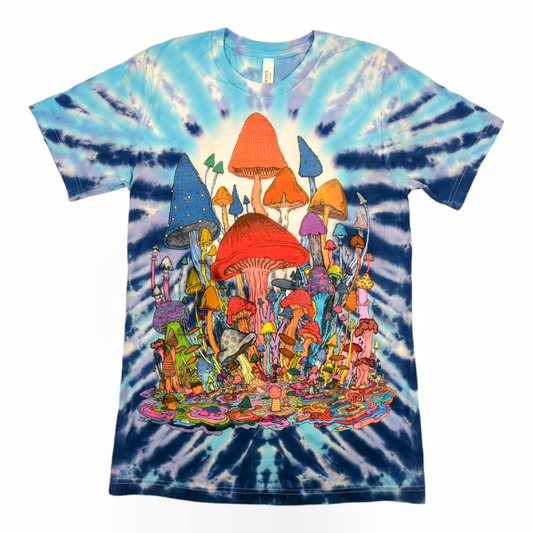 Vincent Gordon Melty Mushrooms Tie-Dye T Shirt
Sublimated image
100% Polyester

Unisex
Crew neck