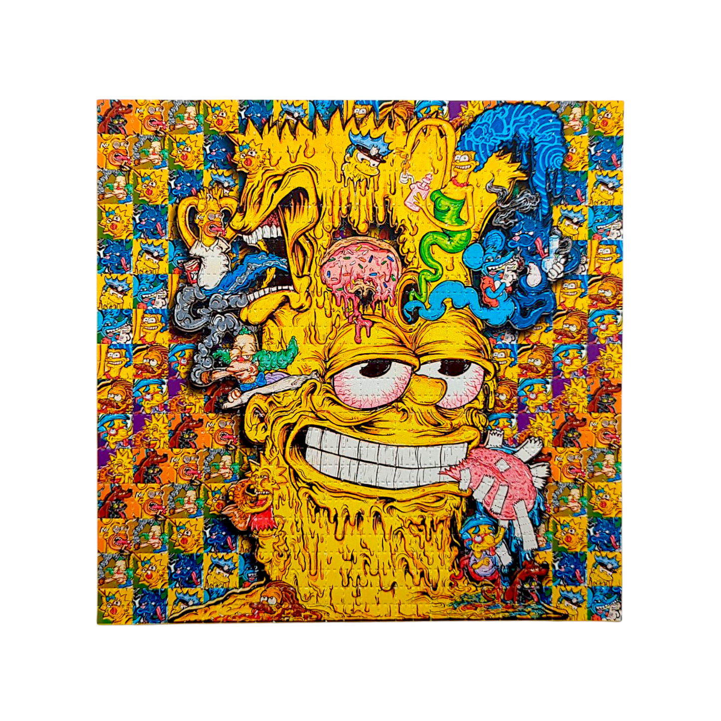 Aaron Brooks x Vincent Gordon (Melty Bros)
Bart
Archival Pigment Print on Perforated Blotter Paper
7.5 x 7.5 in
Edition of 100

Hand Signed by the artists. Perforated and published by Zane Kesey in Pleasant Hill, OR.