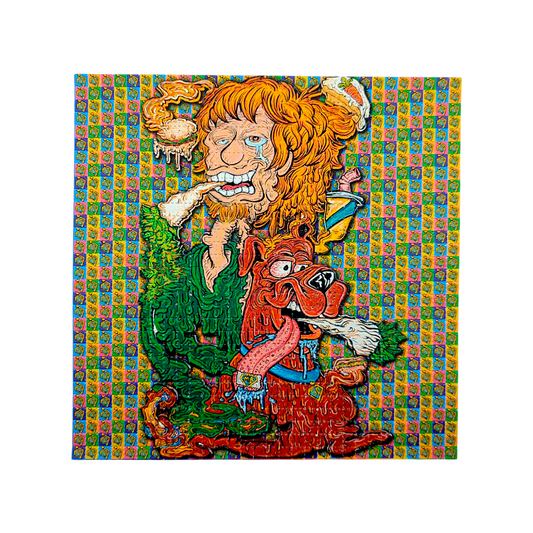 Aaron Brooks x Vincent Gordon (Melty Bros) 
Shaggy Scooby 
Archival Pigment Print on Perforated Blotter Paper 
7.5 x 7.5 in 
Edition of 100 

Hand Signed by the artists. Perforated and published by Zane Kesey in Pleasant Hill, OR. 