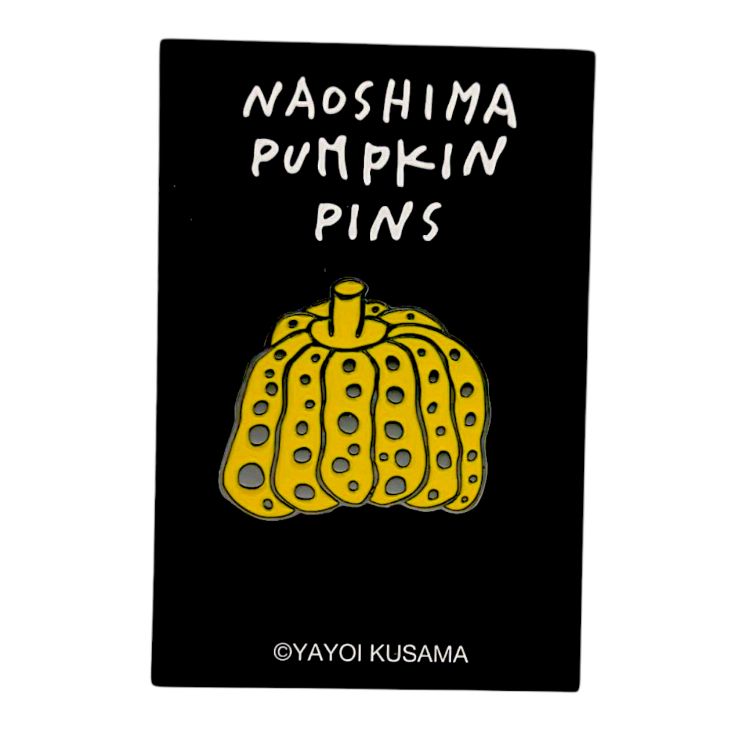 Yayoi Kusama 
Naoshima Pumpkin 
Enamel pin 
Approx. 1 x .75 in 