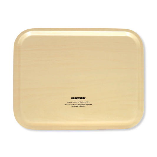 Yoshitomo Nara Cloud Shrouded Art Tray 

Birch wood art tray 
Approx. 11 x 14 in 
Made in Sweden by HOW2WORK 
Tray features "Cloud Shrouded" artwork by Yoshitomo Nara 