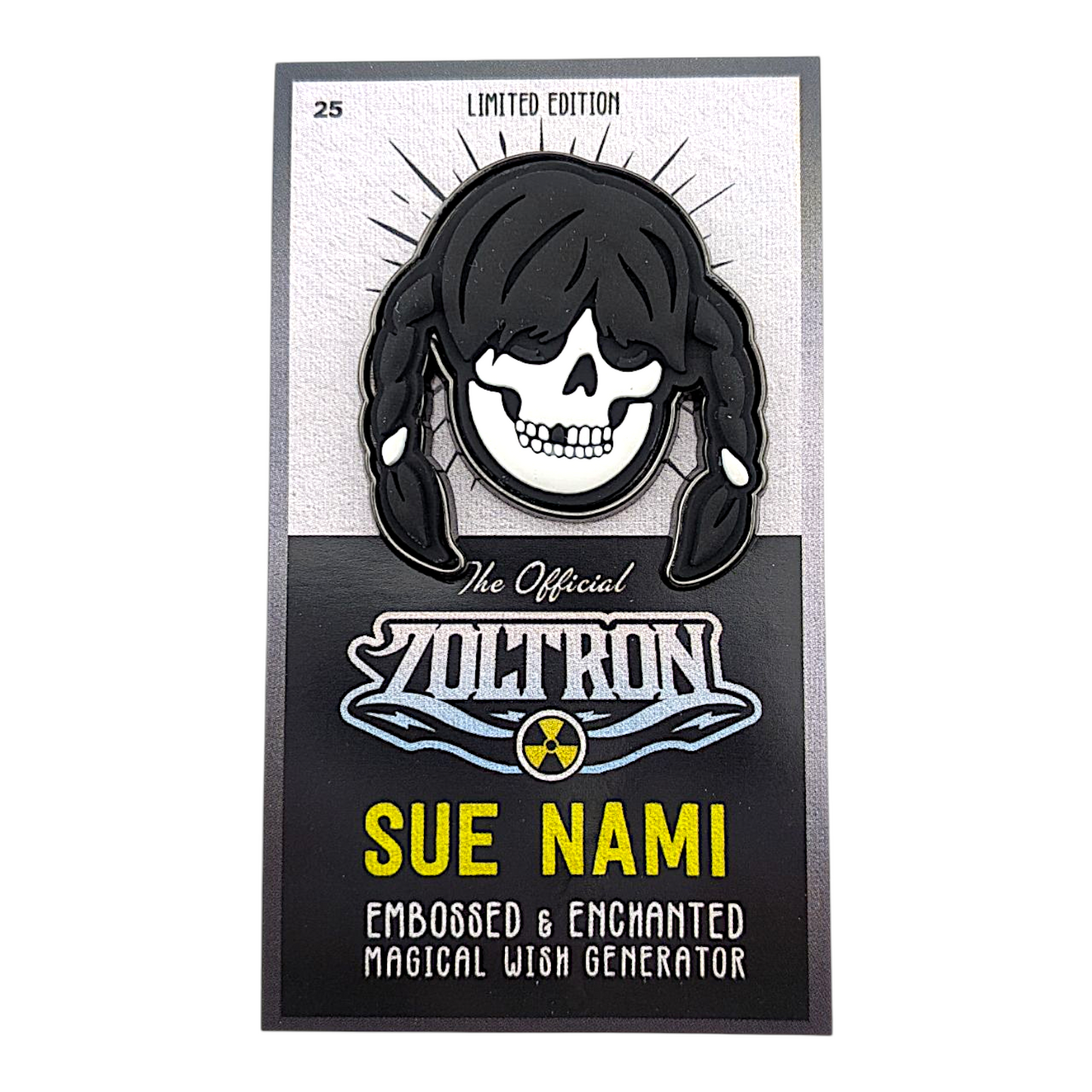 Zoltron "Sue Nami" (Black) Embossed Wish Generator Pin