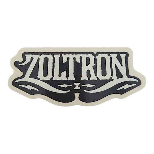 Zoltron Logo Sticker

4 x 1.75" die cut vinyl sticker 
Screen printed on clear vinyl
Weatherproof