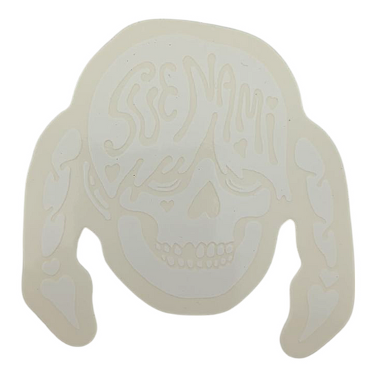 Zoltron Sue Nami's Head (Clear on White) Sticker

3 x 3" die cut vinyl sticker
Screen printed on clear vinyl
Weatherproof