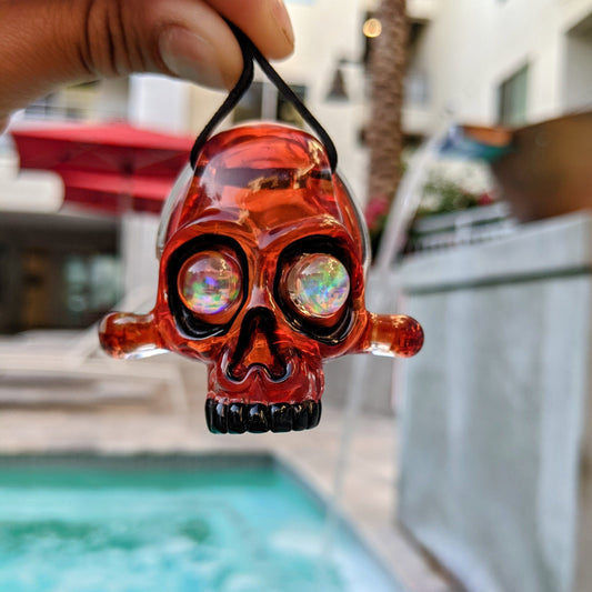 AKM Skull Pendant - Gold Fume over Burnt Orange