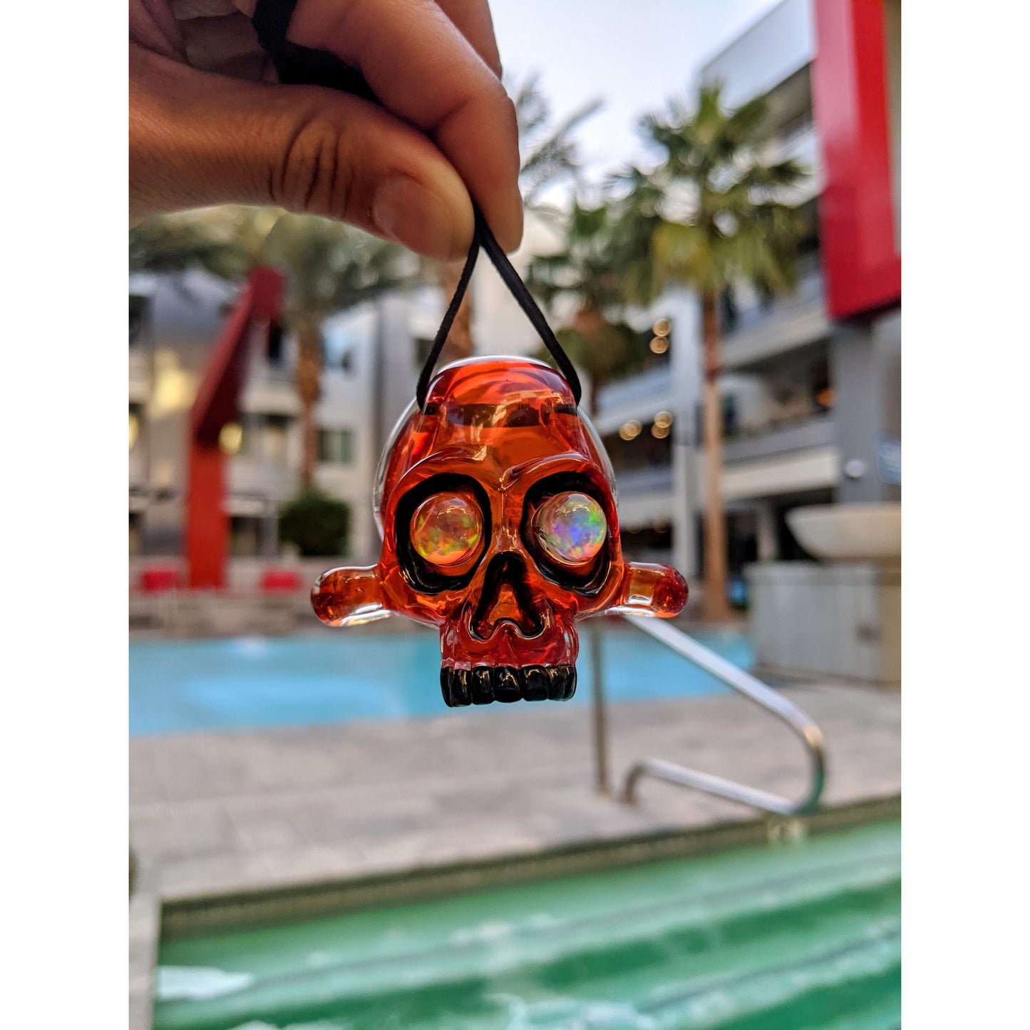 AKM Skull Pendant - Gold Fume over Burnt Orange