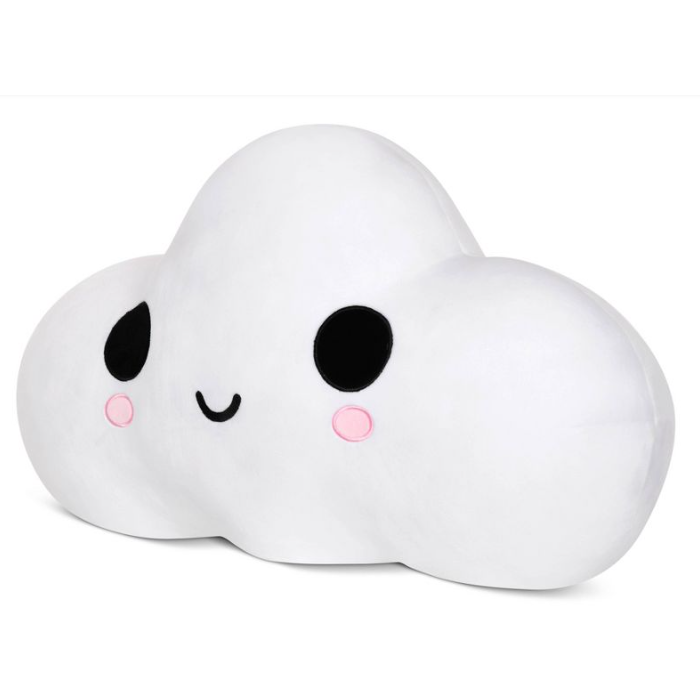 Happy World™ character, Little Cloud, from FriendsWithYou™ shaped plush is covered in soft fleece with embroidered details.  Designer: FriendsWithYou Size: 10 x 26 x 15 in Year of Design: 2022 Age: Adults, Kids - 5 and up, Teens