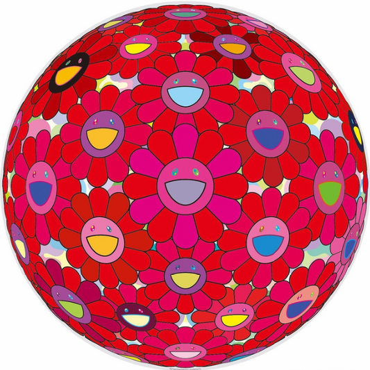 Takashi Murakami Let Us Devote Our Hearts, 2022 Offset lithograph, cold stamp, high gloss varnishing 21.7 in diameter Edition of 300  Hand Signed + Numbered by the artist  © Takashi Murakami/Kaikai Kiki Co., Ltd. All Rights Reserved.
